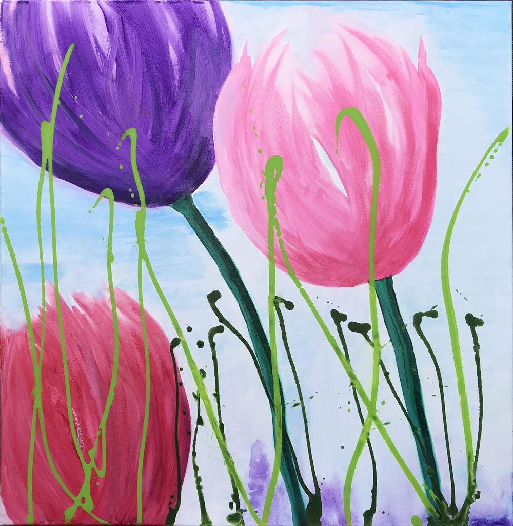 Flower Power 1 er et maleri fra Gallerihimlen malet på 80 x 80 cm lærred