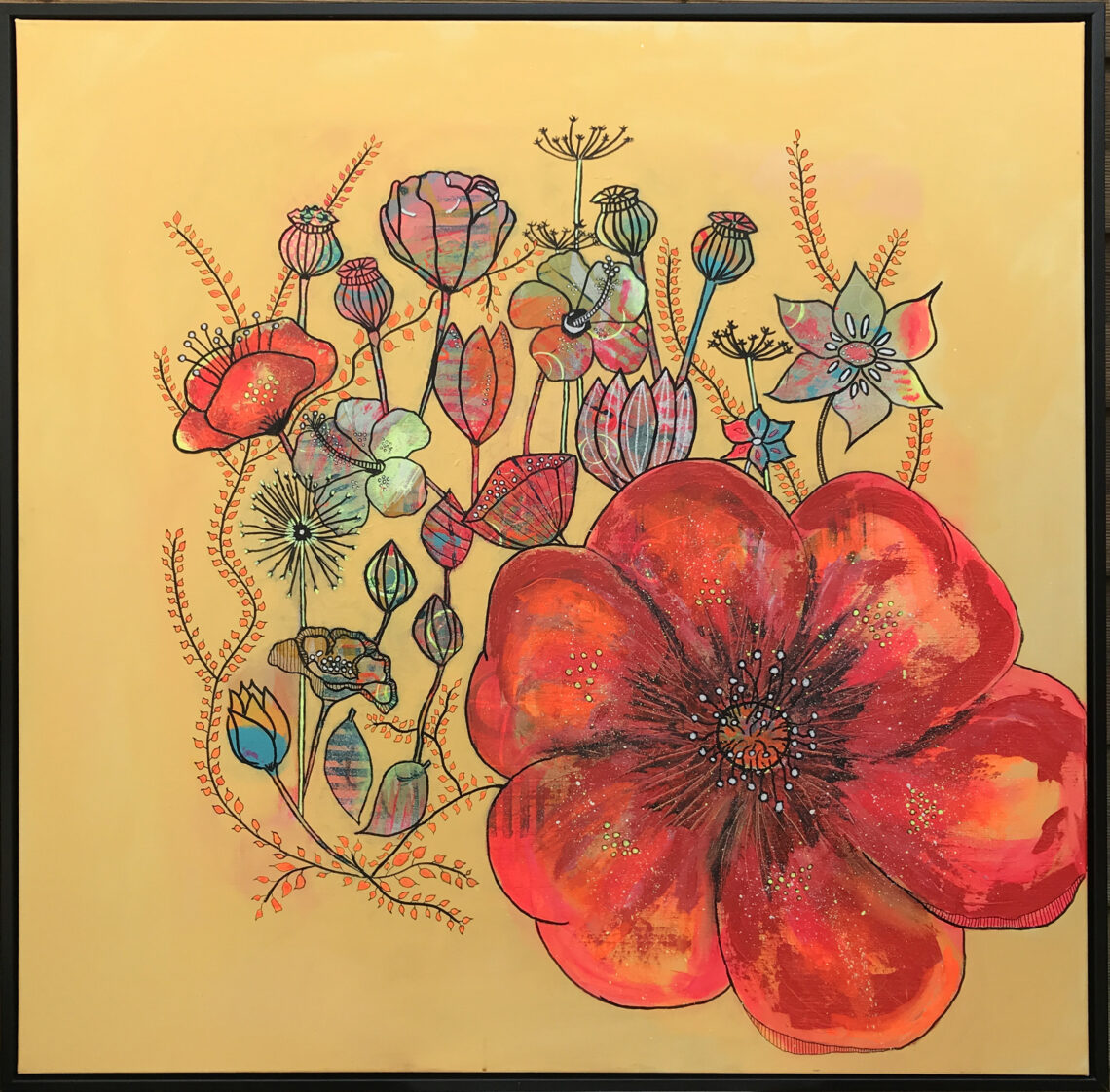 FlowerWorld er et maleri fra Gallerihimlen malet på 100 x 100 cm lærred med ramme