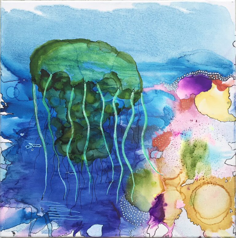 Maleriet Mystery Sea på 40 x 40 cm fra Gallerihimlen er fra serien Gopler