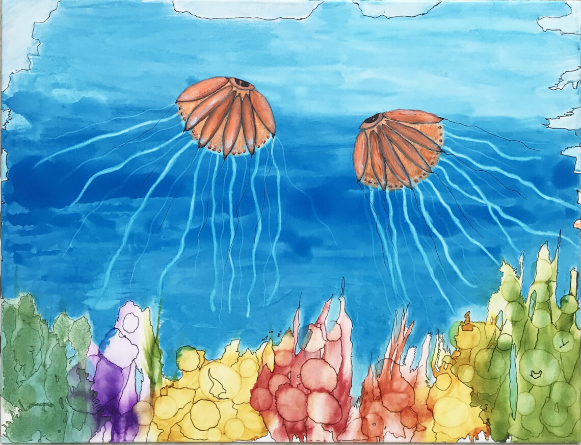 Maleriet Nice To Meet på 80 x 60 cm fra Gallerihimlen er fra serien Gopler