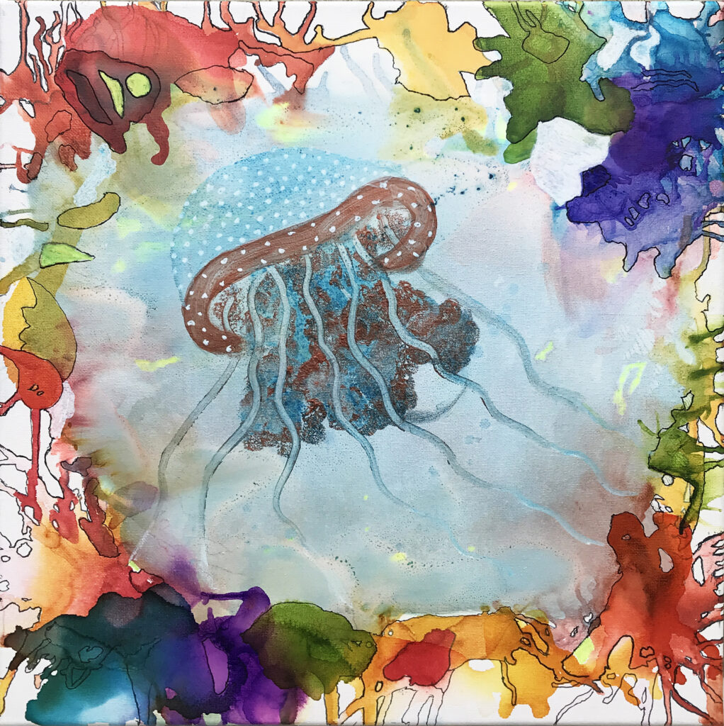 Maleriet UnderWorld på 40 x 40 cm fra Gallerihimlen er fra serien Gopler