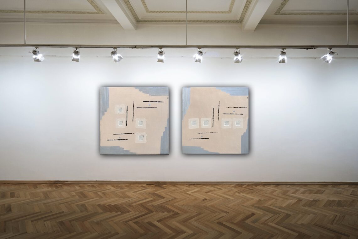 Mirror Order 1+2 er malerier fra Gallerihimlen malet på 30x30 cm lærred