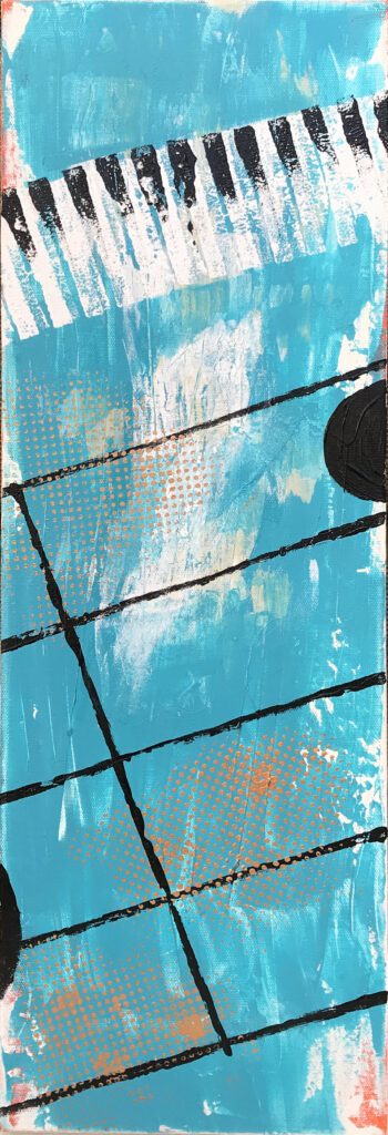 Music was my first Love er et maleri fra Gallerihimlen mixed media på 20x60 cm lærred