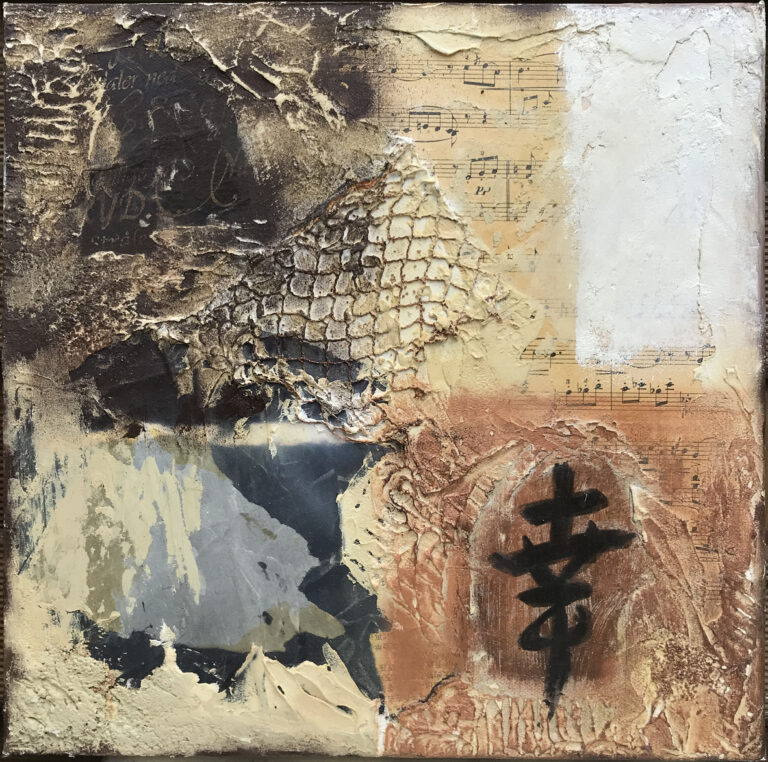 Past 2 er et maleri fra Gallerihimlen mixed media på 30 x 30 cm lærred
