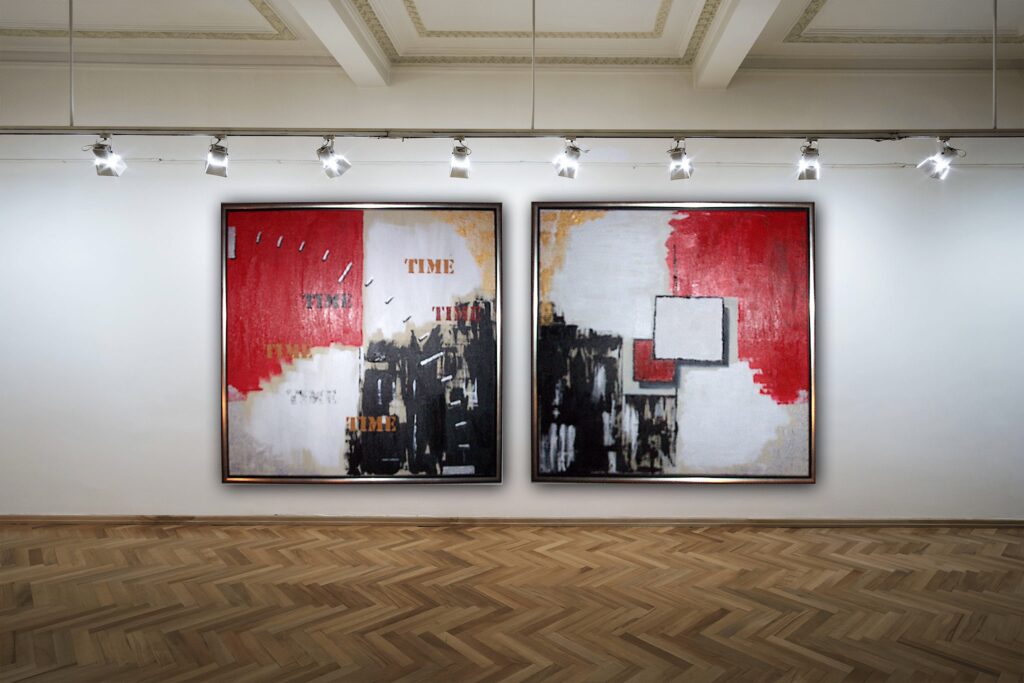 Time er malerier fra Gallerihimlen malet på 60x60 cm lærred med ramme