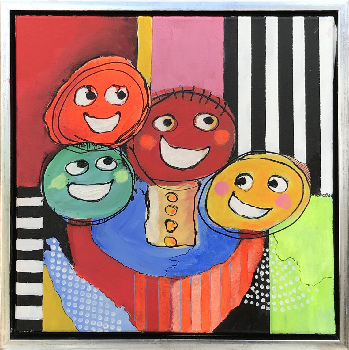 Happy er et maleri fra Gallerihimlen malet på 40x40 cm lærred med ramme