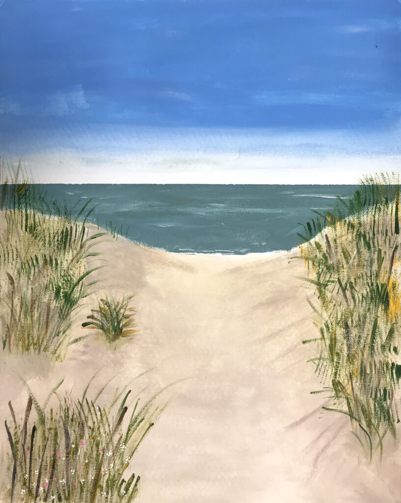 Hvide Sande 2 er et maleri fra Gallerihimlen malet på 40x50 cm lærred med ramme i lys/natur