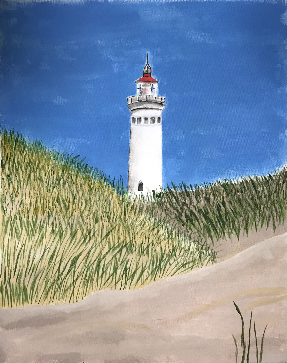 Hvide Sande 2 er et maleri fra Gallerihimlen malet på 40x50 cm lærred med ramme i lys/natur