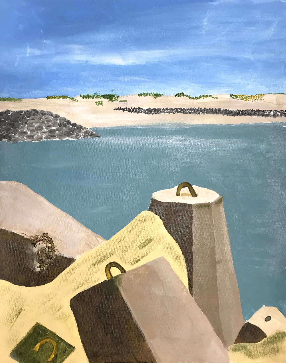 Hvide Sande 3 er et maleri fra Gallerihimlen malet på 40x50 cm lærred med ramme i lys/natur