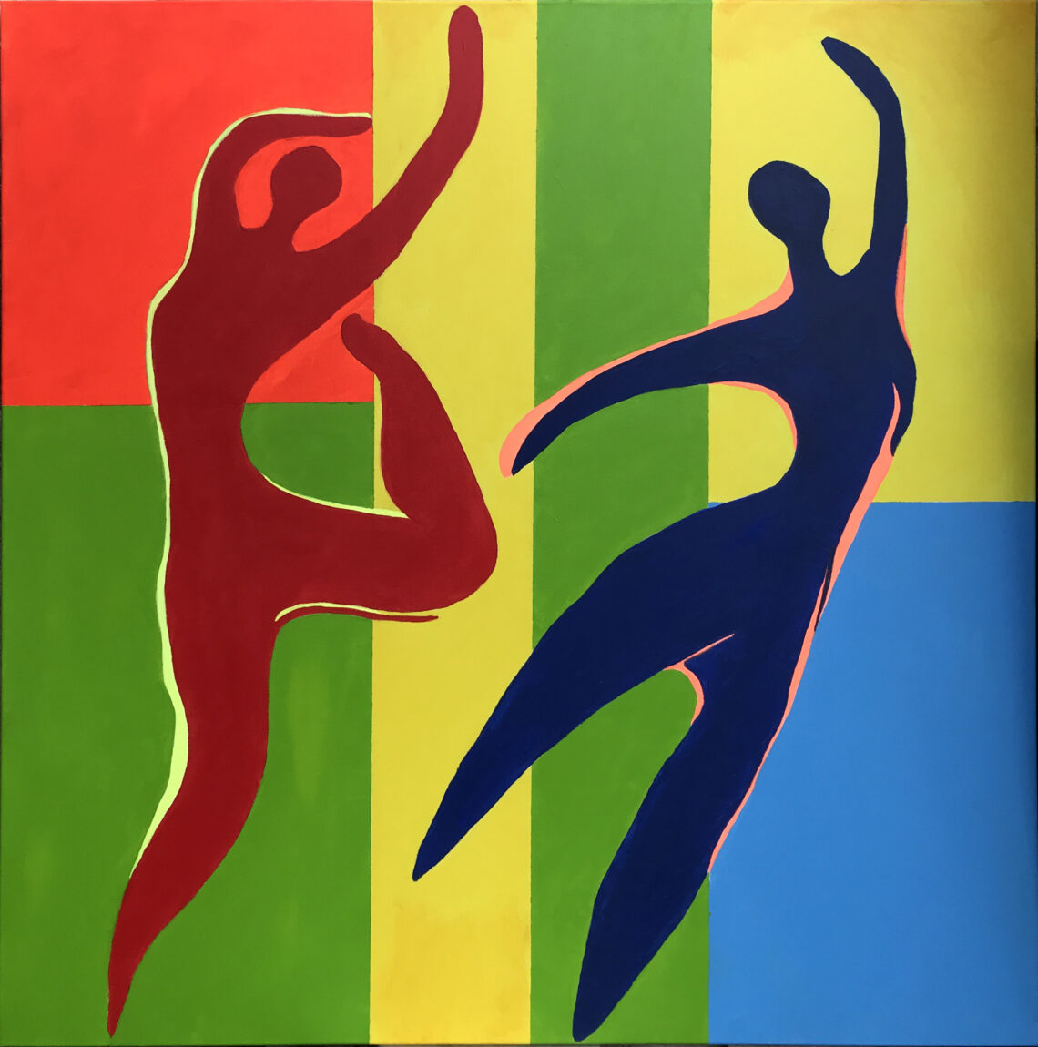 Everybody dance now er et maleri fra Gallerihimlen malet på 100 x 100 cm lærred