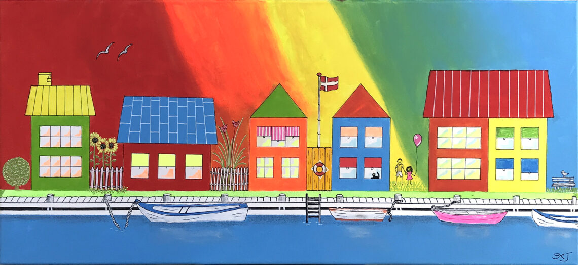 At the Pier fra Gallerihimlen er et maleri på lærred, 90x40 cm.