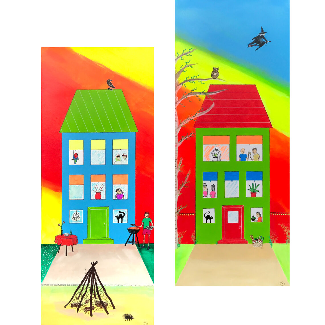 Midsummer 1+2 er et maleri fra Gallerihimlen. Malet på 2 stk. 40 x 100 mm lærred.