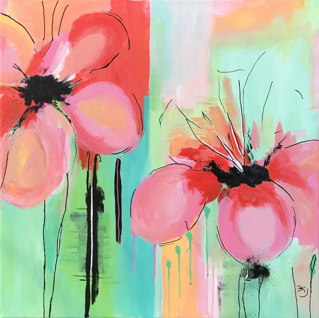 Gallerihimlen præsenterer Botanic Essence maleri. Abstrakt maleri på lærred. 70x70 cm