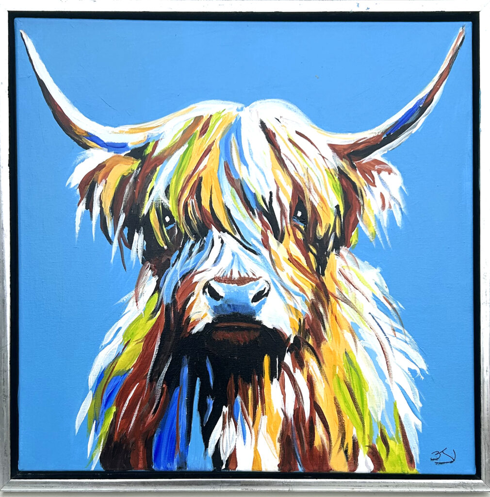 Highlander 2 - skotsk højlandskvæg - malet af Britta K Jensen